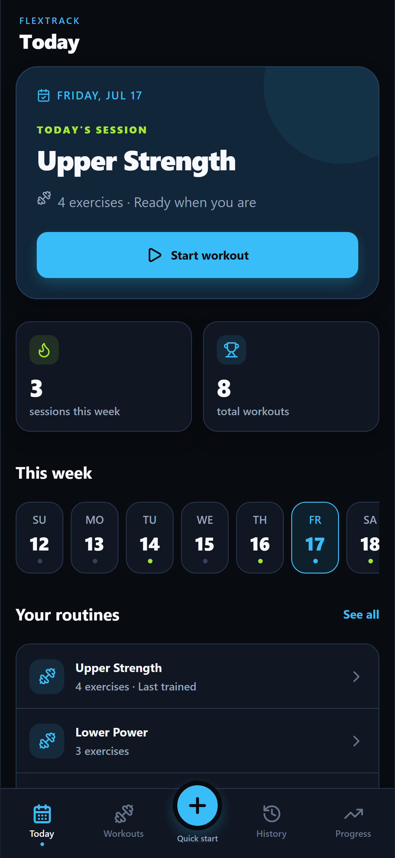 FlexTrack interface